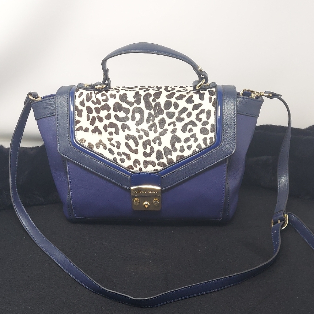 Stylish Blue and Animal Print Women's Bag